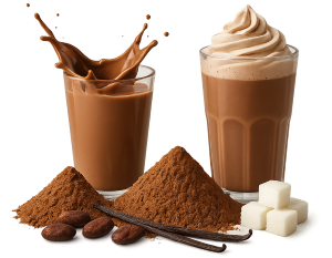 Exemplos de aromas aplicados em achocolatados em pó