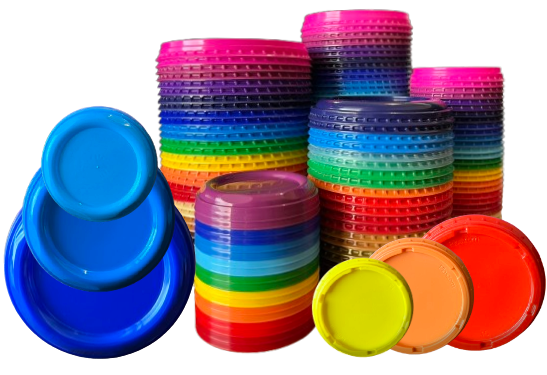 Exemplo de tampas para vários tipos de potes